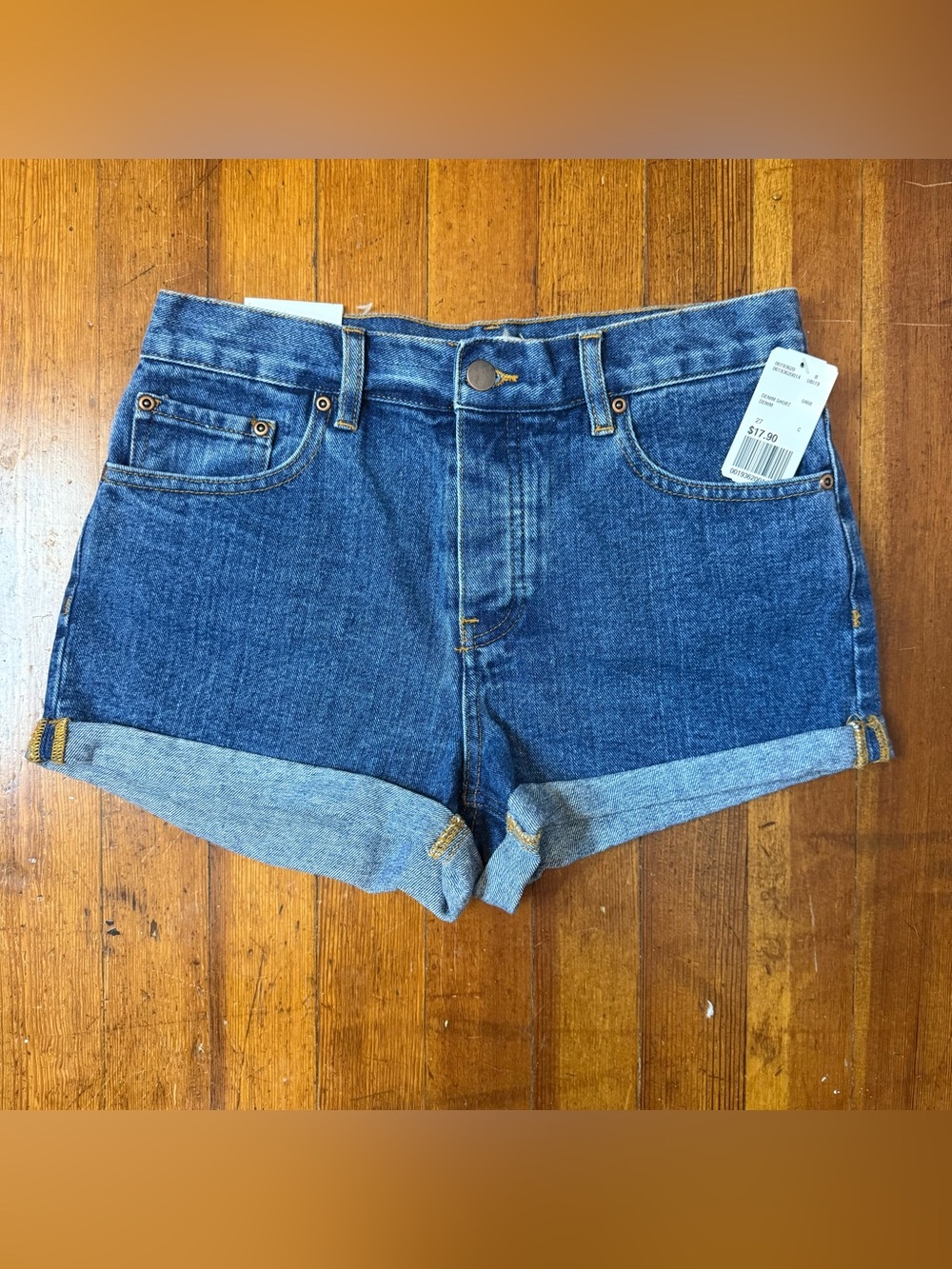 Forever 21 Dark Blue Rolled Cuff Denim Shorts